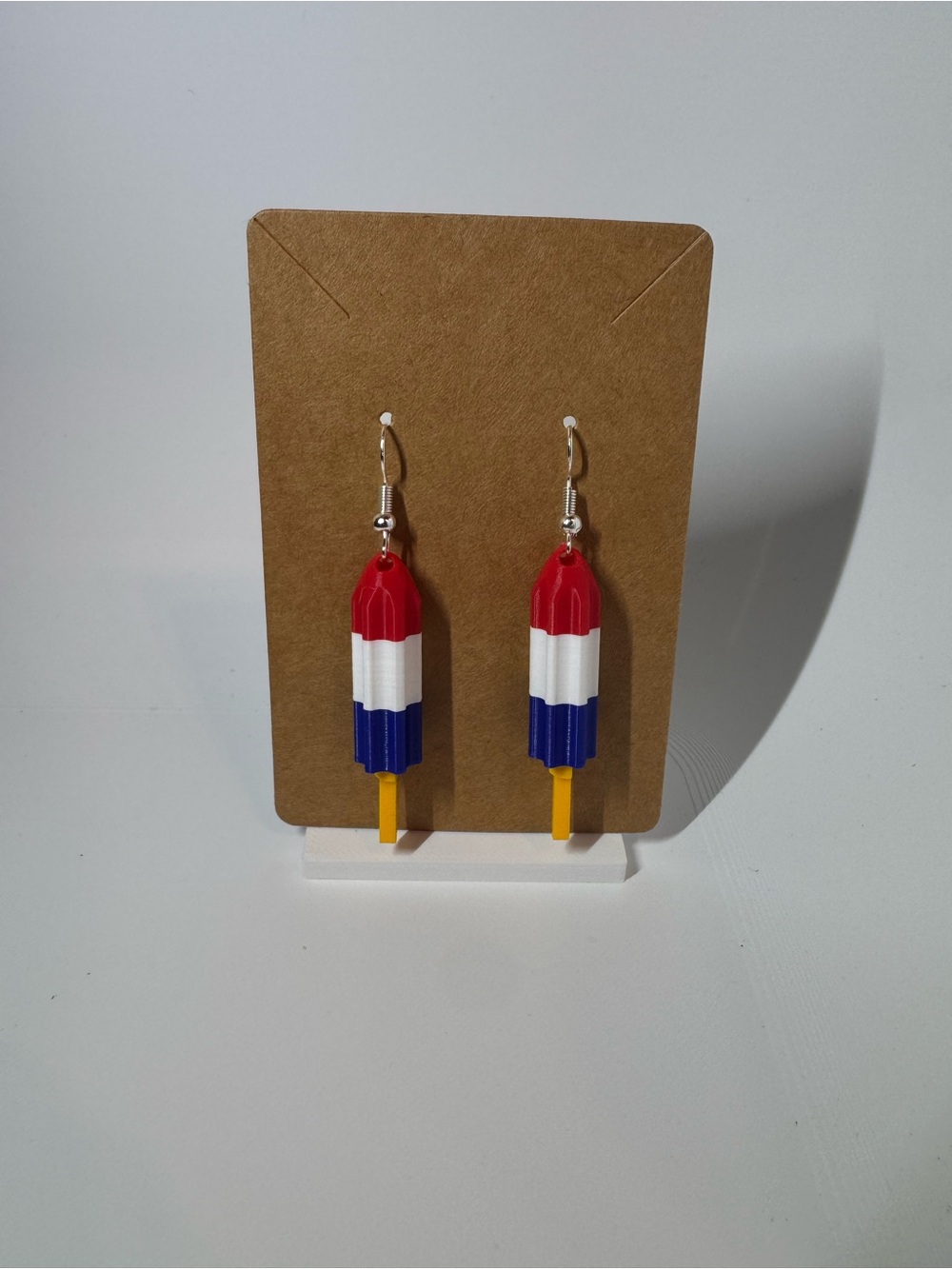 Patriotic Popsicle Dangle Earrings - Red White‎ Blue
